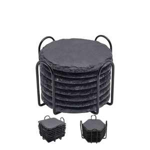 Usine personnalisée en stock noir carré rond blanc pierre <span class=keywords><strong>ardoise</strong></span> sous-verres en vrac pour la gravure - Product Image 1