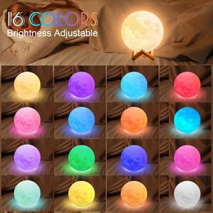 3D MOON Lights USB Plug-In Dimmable Patting Control Chambre à coucher Utilisation intérieure avec abat-jour en bois Style <span class=keywords><strong>clair</strong></span> de <span class=keywords><strong>lune</strong></span> - Product Image 4