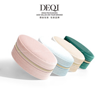 DEQI Vente en gros de sacs à fermeture éclair elliptiques en velours de luxe, mini boîte de rangement pour bijoux, boîte à bijoux de voyage portable, organisateur de bagues et de boucles d'oreilles