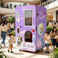 Machine à crème glacée molle automatique LE VENDING LE1010A, peut être laissée en autonomie 24 heures sur 24 et possède un mode nuit.