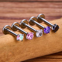 Cincin Hidung Titanium G23 ASTM F136 untuk Pertunangan/Pernikahan, Anting Segmen Berengsel dengan CZ, Lapis Emas 18K, Perhiasan Tubuh