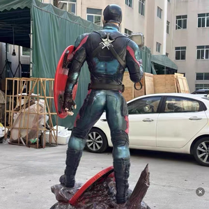 ประติมากรรมเรซิ่นขนาดเท่าคนจริง ตกแต่งบ้านภายนอก รูปปั้นฮีโร่มาร์เวล ไฟเบอร์กลาส กัปตันอเมริกา รูปปั้นซูเปอร์ฮีโร่ - Product Image 3