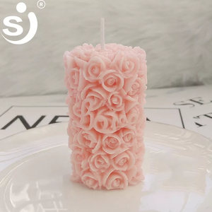 New Design 3D Rose Flower DIY Plaster Cylinder Shape <b>Silicone</b> Soap Candle Mold - Product Image 3
