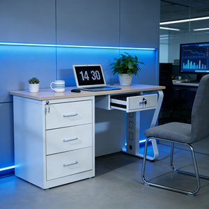 Factory Low Price Modern Metal Modular Wood <strong>Corner</strong> Computer Desk with Standing Design for Single Person Office <strong>Workstation</strong> - Product Image 4