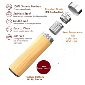 350ml 420ml 500ML Double Paroi En Acier Inoxydable Tout Boisson Gobelet De Voyage Fiole Thermique Tasse De Voyage En Bambou <span class=keywords><strong>Avec</strong></span> <span class=keywords><strong>Infuseur</strong></span> À Thé - Product Image 2
