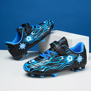 Chaussures de football pour enfants Modis avec velcro, design flamme jaune, pour entraînement en extérieur, saison printemps, semelle extérieure en caoutchouc, semelle intermédiaire en EVA, maille - Product Image 4