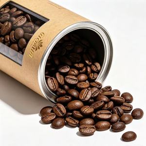 Custom Logo Cylindrical <b>Paper</b> Tube with Window for Coffee Beans, Craft <b>Paper</b> <b>Packaging</b>, Gold Foil Printing, Recyclable Design - Product Image 5