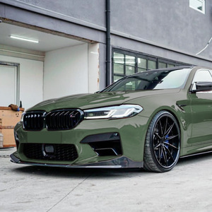 Amp-Z Front Bumper Lip Splitter For Bmw 5 Series M5 F90 Lci 2021-2024 Piano Black Carbon Fiber Texture Matte Finish - Product Image 2