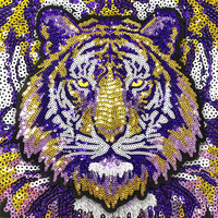 Maillot d'équipe de sport Broderie Applique Badge Grand Tigre Coloré Sequin Patch Fer sur Patchs pour Adulte Sacs Vêtements