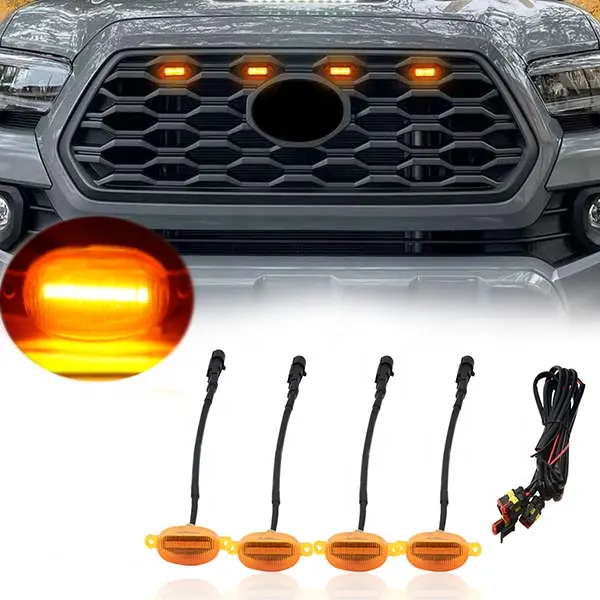 Barra de luz Led estroboscópica para parachoques delantero de coche, Bombilla de Faro de conducción diurna, mini lámpara ámbar, 12V, para camión, SUV