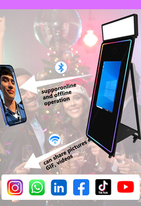 2026 Newly Mirror Photo Booth with <b>Camera</b> and Instant <b>Print</b> for Wedding Party Metal Frame Bluetooth/Wi-Fi Enabled - Product Image 2