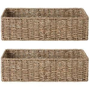 <span class=keywords><strong>Cestas</strong></span> de Almacenamiento de Ropa Multifuncionales de Mimbre Rústico Tejidas a Mano, <span class=keywords><strong>Cestas</strong></span> Rectangulares Naturales Ecológicas para Decoración del Hogar - Product Image 1