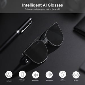 Lunettes de traduction prenant en charge plus de 110 langues, verres polarisés UV400, lunettes de soleil, audio ouvert, lunettes intelligentes pour le bureau et l'extérieur - Product Image 4