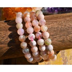 Pulsera de Piedra de Cuarzo de Ágata Flor de Cerezo Natural, la Más Vendida, para Sanación, Reiki y Chakras - Product Image 1