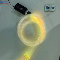 Kit de plafonnier de voiture 16W Starlight RGBW avec mini moteur/projecteur scintillant, 2m, 300 fibres optiques de 0,75mm pour plafond de voiture automatique