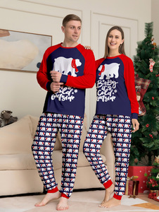 Pijamas Casuales de Dos Piezas para Madre e Hija, Estampado de Oso de Dibujos Animados, Transpirables, Manga Larga, Cintura Elástica, con Logotipo Frontal, para Otoño - Product Image 2