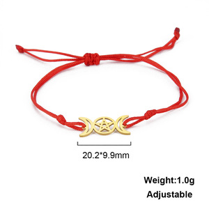 Pentagram ba mặt trăng Vòng đeo tay âm lịch Nữ Thần hecate Vòng đeo tay can đảm và sức mạnh amulet thép không gỉ đồ trang sức - Product Image 4