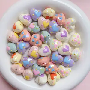 Candy Loose Beads Acrylic Heart Beads for DIY Phone Wrist Strap Bracelets Earrings Jewelry Making Supplies