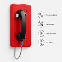 Téléphone mural étanche en acier rouge sans clavier, avec numérotation prédéfinie, pour usine, atelier, OEM, ODM, CE, FCC, ligne dédiée