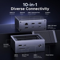 UGREEN USB Docking Station 10 in 1 M.2 NVMe SSD Case 10Gbps USB-C HUB 4K60Hz HDMI PD100W RJ45 untuk Laptop MacBook HP Lenovo Dell
