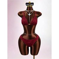 Conjunto de Bikini de Encaje para Mujer FOXA, Traje de Baño de Verano sin Mangas, Atuendo Sexy para Club, Transpirable, con Estampado Floral