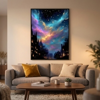 Peinture Diamant 5D Personnalisée, Kit Complet, Galaxie Ciel Étoilé Château Scène Nocturne, Kit d'Art DIY, Décoration Murale, Cadeau pour Adultes