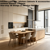 Ensemble de meubles de cuisine modulaires intégrés, système de rangement à fermeture douce, écologique, en placage de bois, style moderne et luxueux