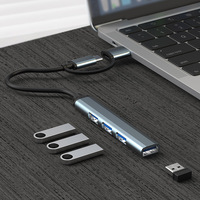 Hub USB-C 2-en-1 Xput 4 ports USB 3.0/2.0, station d'accueil multiport avec support de charge et transfert de données pour PC