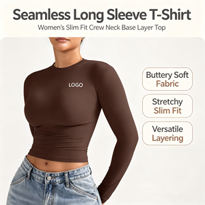 Maglietta Casual a Maniche Lunghe Slim Fit con Stampa per Donna, Top Sportivo con Collo Tondo, Maglietta Modellante <span class=keywords><strong>Streetwear</strong></span> - Product Image 1