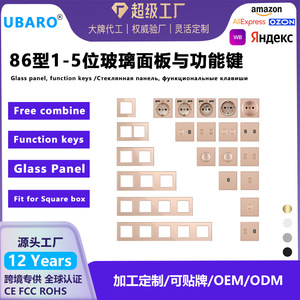 86 Type European Standard Switch Module <b>Wall</b> <b>Socket</b> <b>USB</b> Tempered Glass Panel Type C Function Keys DIY Customization - Product Image 5