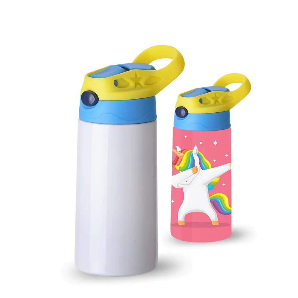 380 ml प्यारा डिजिटल प्रिंट पानी की बोतल BPA मुक्त, गेंडा, बार्बी, भालू पानी की बोतल के लिए बच्चों