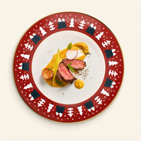 Service de table en porcelaine fine européenne pour Noël avec bordure en or véritable pour les fêtes, les buffets d'hôtel, les dîners, les cadeaux et la décoration de table