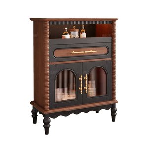 French Retro Style <b>Sideboard</b> Solid Wood <b>Storage</b> Cabinet Two-Tone Design For Dining Room - Product Image 5