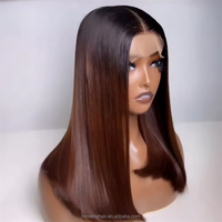 Pelucas de Cabello Humano con Encaje HD, Densidad 250, 16 Pulgadas, 1b/4, Pelucas de Cabello Humano con Frente de Encaje, Lisas, Sin Pegamento, Cabello Humano Brasileño Virgen
