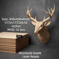 Tablero de Contrachapado de Madera de Tilo Económico sin Acabado de 4 mm para Grabado Láser, 450*450 mm, para Dibujo de Modelos, Tallado y Manualidades DIY
