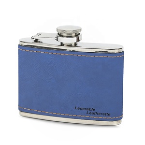 Quà Tặng Chú Rể Tùy Chỉnh Cá Nhân Bình Rượu Giả Da Bằng Thép Không Gỉ <span class=keywords><strong>Mini</strong></span> Bình Đeo Hông Du Lịch Khắc Laser Bằng Da Pu 4Oz - Product Image 3