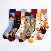 Vente en gros de mode coloré Funky Unique Animal Food Cartoon Chaussettes Hommes Unisex Trendy Novelty Cotton Crew Chaussettes