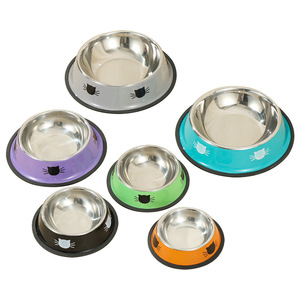 Modern Multicolored Waterproof Non Slip Stainless Steel Pet Cat <strong>Dog</strong> Food <strong>Bowl</strong> for Cats - Product Image 1