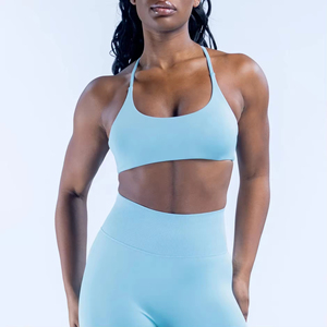 Sujetador deportivo HP-YY003 sin costuras con espalda cruzada y cuello en U de secado rápido para mujer, sujetador de yoga suave como la mantequilla - Product Image 4