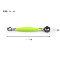 Melon Baller Scoop Set Couteau à découper à double tête en acier inoxydable Pastèque Cantaloup Scooper Cutting Scooping Fruit Melons