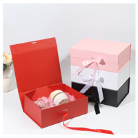 Boîte cadeau pliante haut de gamme avec ruban, logo personnalisé, boîte d'emballage magnétique de luxe pour robes de mariée, chemises, chaussures