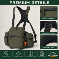 Sac de poitrine personnalisable en nylon camouflage imperméable avec fermeture éclair pour jumelles, télémètre, chasse, observation des oiseaux, randonnée, pochette de cou double pour jumelles