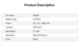 ポータブルソーラー発電システムステーション 2400w 3600w 発電機 キャンプ用 110v 220v ソーラーポータブル電源 - Product Image 6