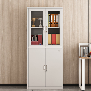 Armoire de classement moderne en acier avec façade en verre, deux tiroirs centraux, design modulaire écologique pour bureau à domicile et immeubles de bureaux - Product Image 5