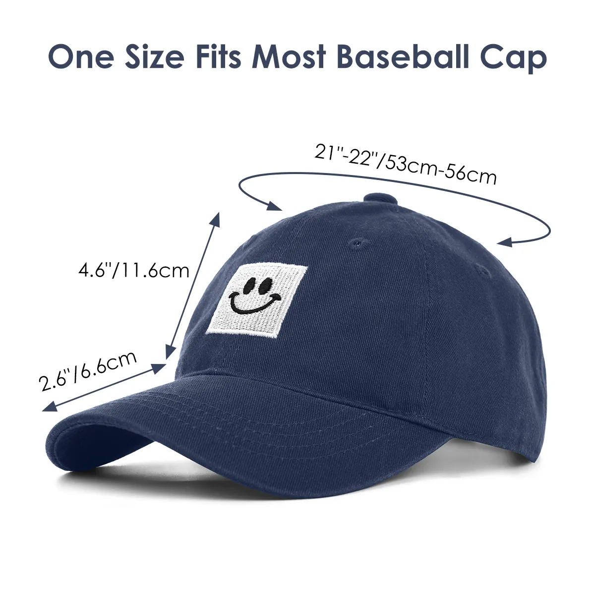 Gülen yüz beyzbol şapkası kız erkek için, ayarlanabilir yıkanmış pamuk beyzbol şapkası at kuyruğu ile çocuklar için