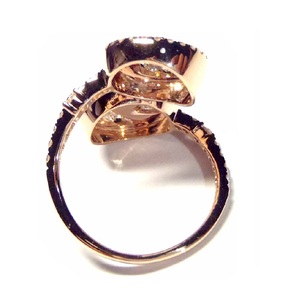 HK แหวนกลมกลมคู่ประดับอัญมณีสีโรสโกลด์แข็ง18K สำหรับวันเกิดของผู้หญิง - Product Image 3