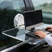 Table pliable d'extérieur en ABS pour voiture/camping-car/bateau avec rangement, bureau d'ordinateur, pompe à air et ventouse