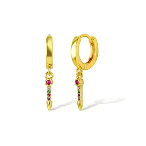 2023 Wholesale Minimalist Earrings 18k Gold Plated Bullet Rocket Huggie Hoop Earrings For Women