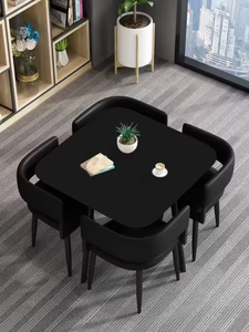 Обеденный гарнитур Kinwood из 5 предметов: квадратный стол и стулья, золотистый, высококачественный деревянный, для дома и ресторана - Product Image 6