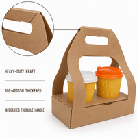 Support à gobelets en papier kraft WELCOTECH, porte-boissons jetable avec poignée, écologique, recyclable, emballage plat pour 2 gobelets, logo personnalisé